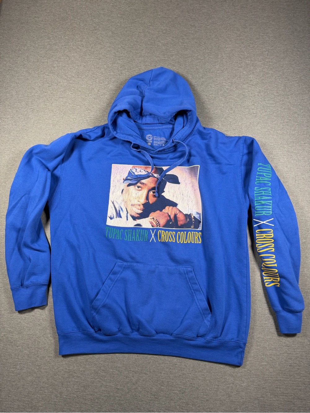 Tupac Shakur x Cross Colours Royal Blue Graphic Hoodie